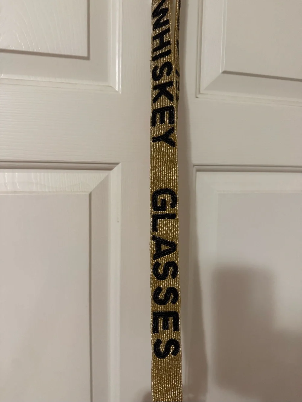 Gold and Black Beaded Bag Strap “WHISKEY GLASSES”